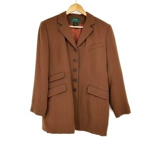 Ralph Lauren Vintage Brown Wool Oversized Blazer Women’s 14 Boyfriend Equestrian